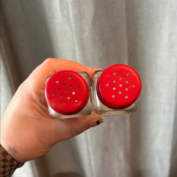 Ohio State Glass Shaker Salt and Pepper Set with Red Lids - Picture 2 of 2